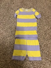 Hanna Andersson Striped Pajama Set 5 110 CM Purple Yellow Short Sleeves Shorts