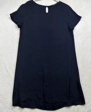 Quince Silk Shift Dress Women’s S Navy Stretch Short Sleeve Minimalist