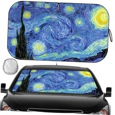 Car Windshield Sun Shade, Foldable Front Window Sunshade Starlit sky 57"x32" 