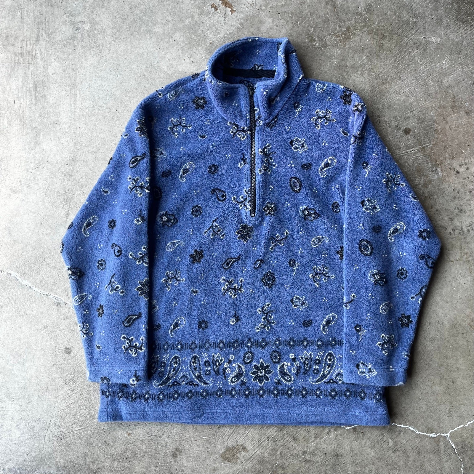 Men's Large Bandana Paisley Half-Zip Tsunami Fleece Pullover Made in Canada