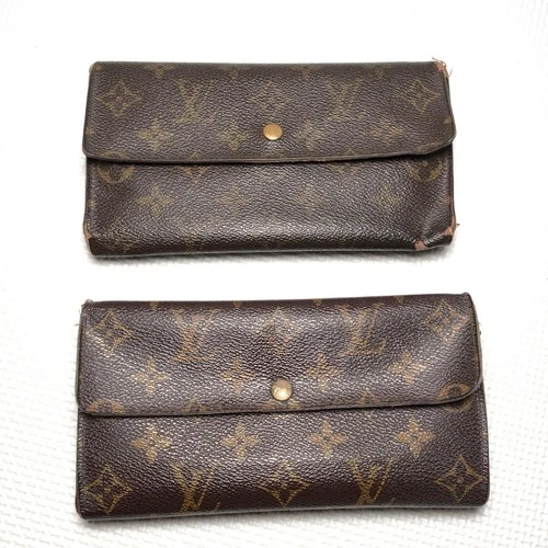 LOUIS VUITTON Monogram Long Wallet Leather Lot of 2 Used Authentic ps2604-ps387