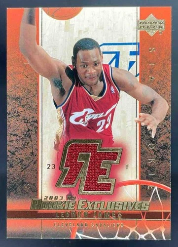 2003 Upper Deck Rookie Exclusives J1 LeBron James Cavaliers RC Player Worn Patch
