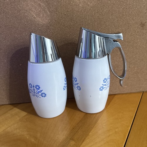 Gemco Pyrex Corning Ware Corn Flower Blue Syrup Server or creamer ...