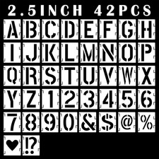 Alphabet Letter Stencils 2.5 inch, 42 Pcs Reusable Plastic inch