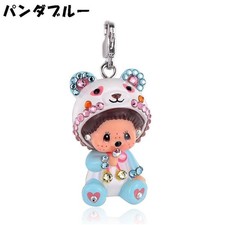 Collar Monchhichi x Swarovski Panda Azul Dije 1.38 pulgadas MCC Nuevo de Japón