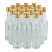 50 ml 1.7oz 24 Pack, Mini Small Glass Bottles With Leak Proof Air Tight Gold C