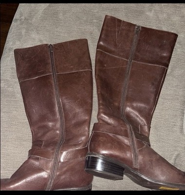 Ralph Lauren Women's Dark Brown Burnished Wide Calf Boots Size 8B
