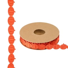15 Yards Red Pumpkin Ribbon, Pumpkins Trim Rope Artificial Pumpkin String