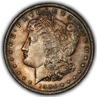 1904-O $1 Morgan Silver Dollar - Rainbow Rim Toning - UNC - SKU-D7090