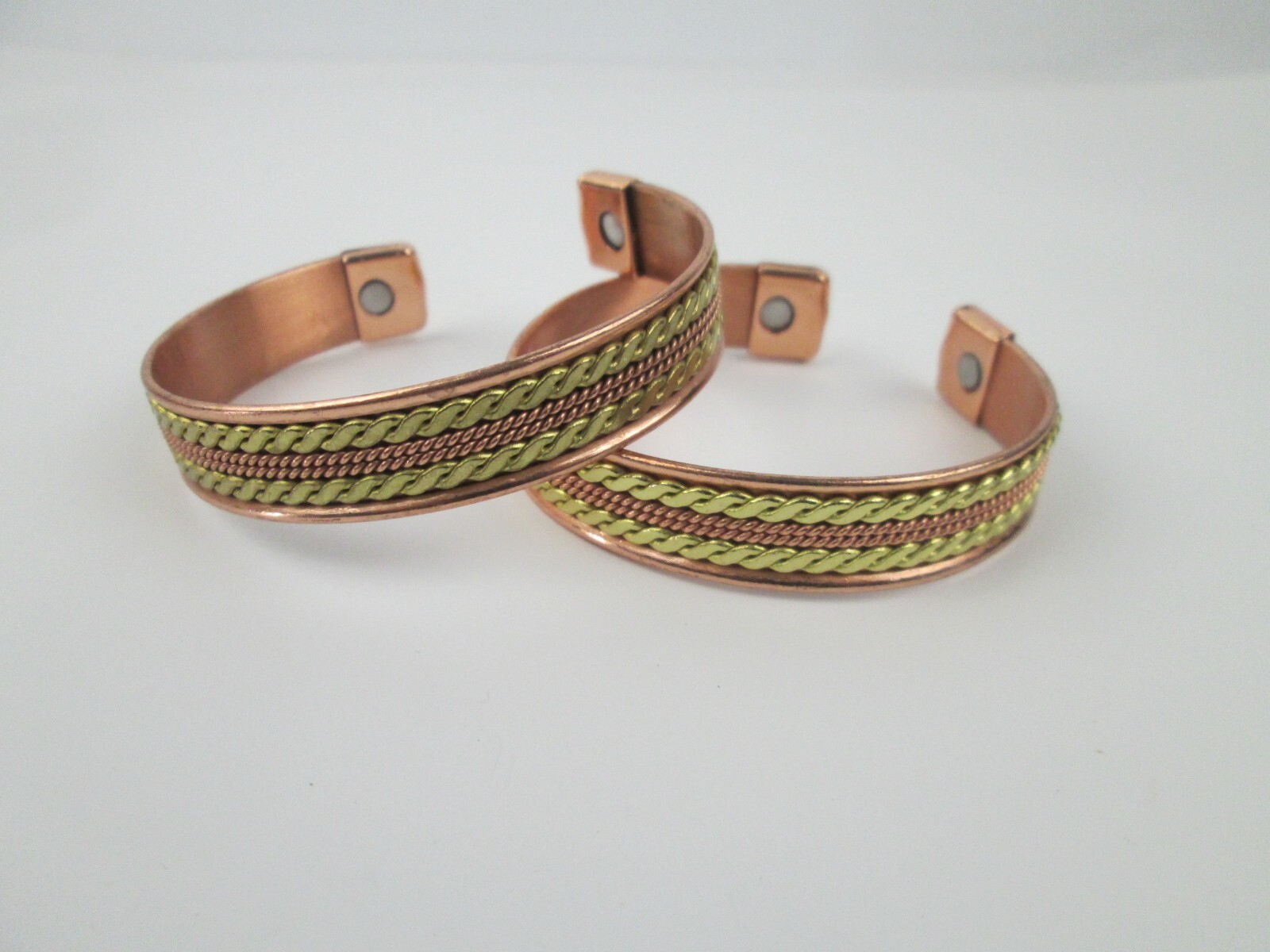 2 Solid Copper 2 Tone Cuffed Bracelet Pure Copper… - image 1