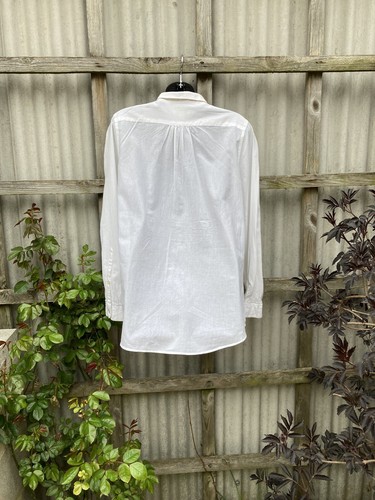 Burberry Brit Ladies White Cotton Blouse Long Sleeve UK Size 16 WORN ONCE chic - Picture 2 of 24