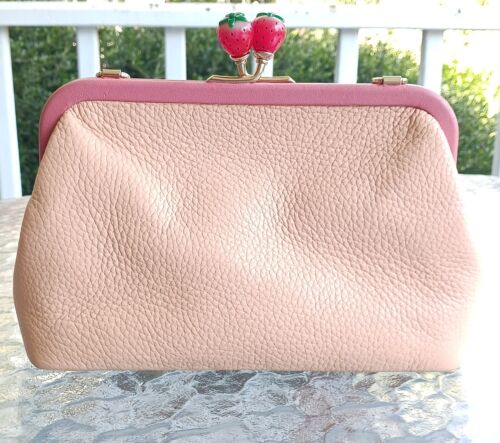 Coach C8288 SMALL Nora Peach Strawberry Kiss Lock Leather Crossbody/Clutch Bag - Picture 4 of 17