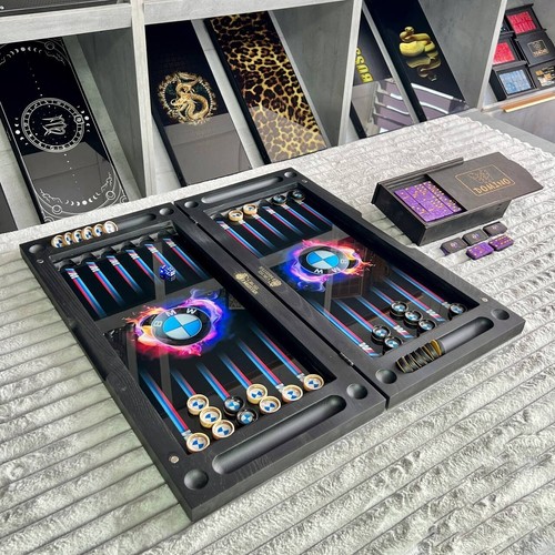 Backgammon & Dominoes Set with BMW Logo, Game Board, Gift for Him, Friends Gift - Picture 6 of 8