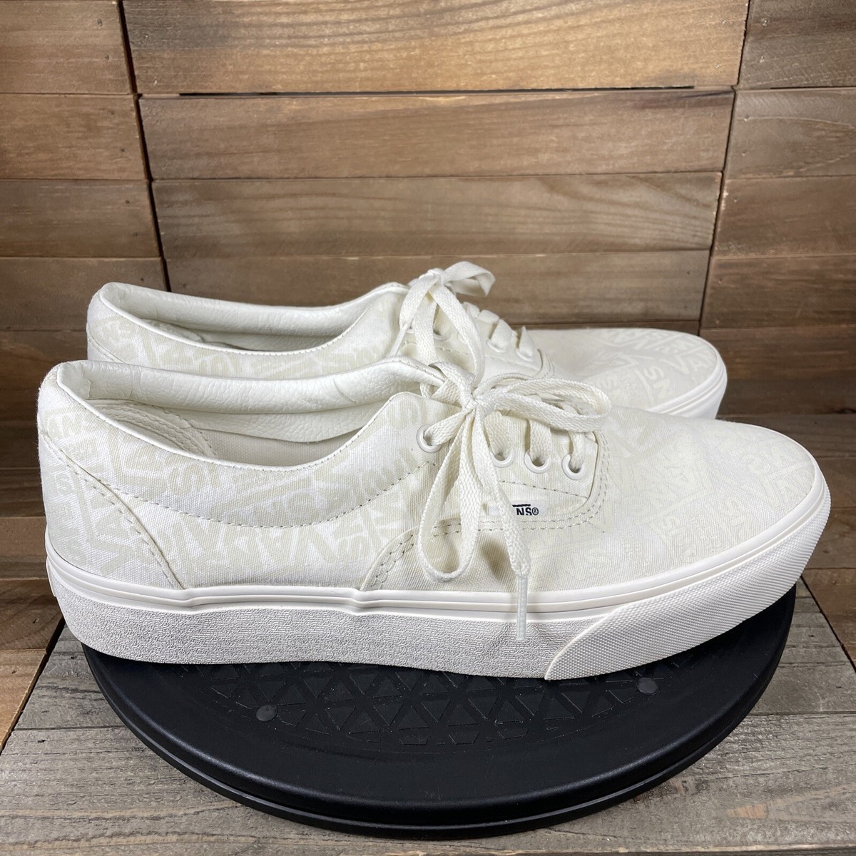 Vans Mens Size 10 Platform Shoes White Vans Logo Sneakers