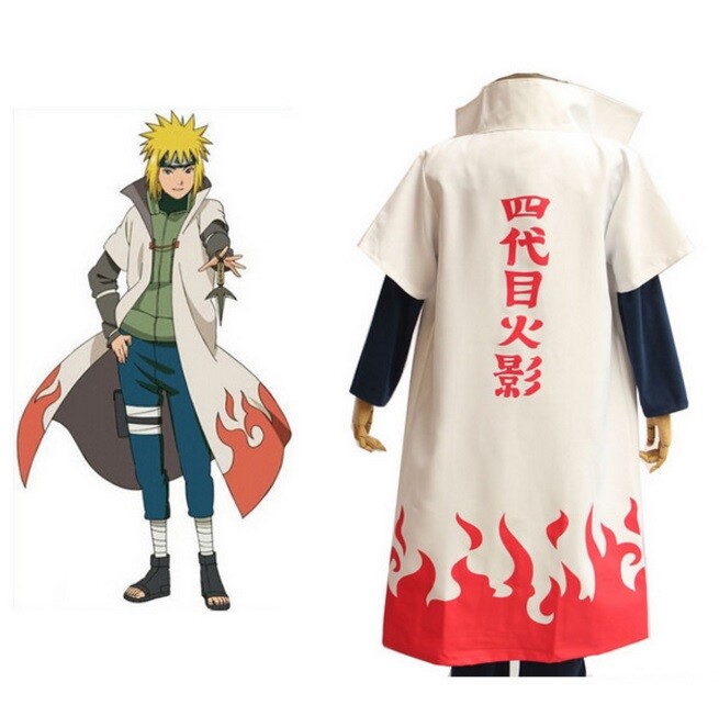Naruto Anime Cosplay Costume Fourth Hokage Namikaze Minato Cape