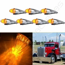 7XAmber Chrome Torpedo 17LED Cab Marker Light for Paccar Freightliner Semi Truck