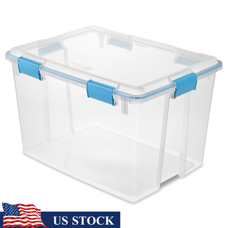 80 Qt Clear Stackable Weatherproof Storage Bin with Gasket Lid