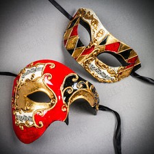 RED Gold Phantom Opera Musical Venetian Masquerade Halloween Couple Mask K38
