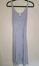 Naif Womens Blue White Striped Ruffle Maxi Dress Tie Back Size Large