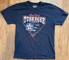 Tuskegee Airmen Red Tails T Shirt Men’s Large Navy Made In USA Cockpit USA