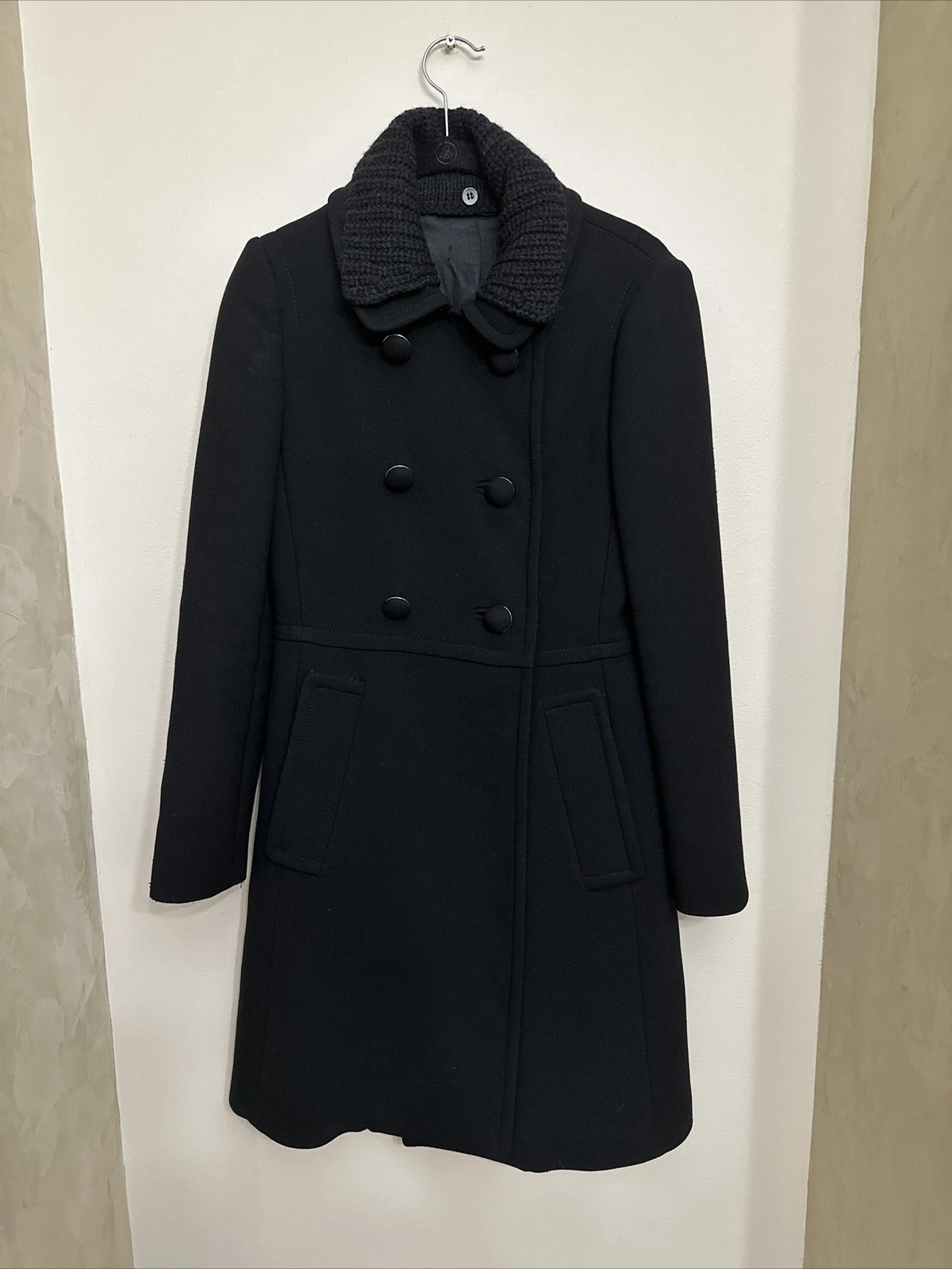 Prada Cappotto Ginocchio Nero Donna Small 38