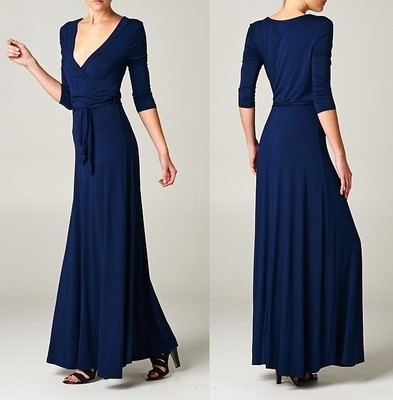 navy wrap maxi dress