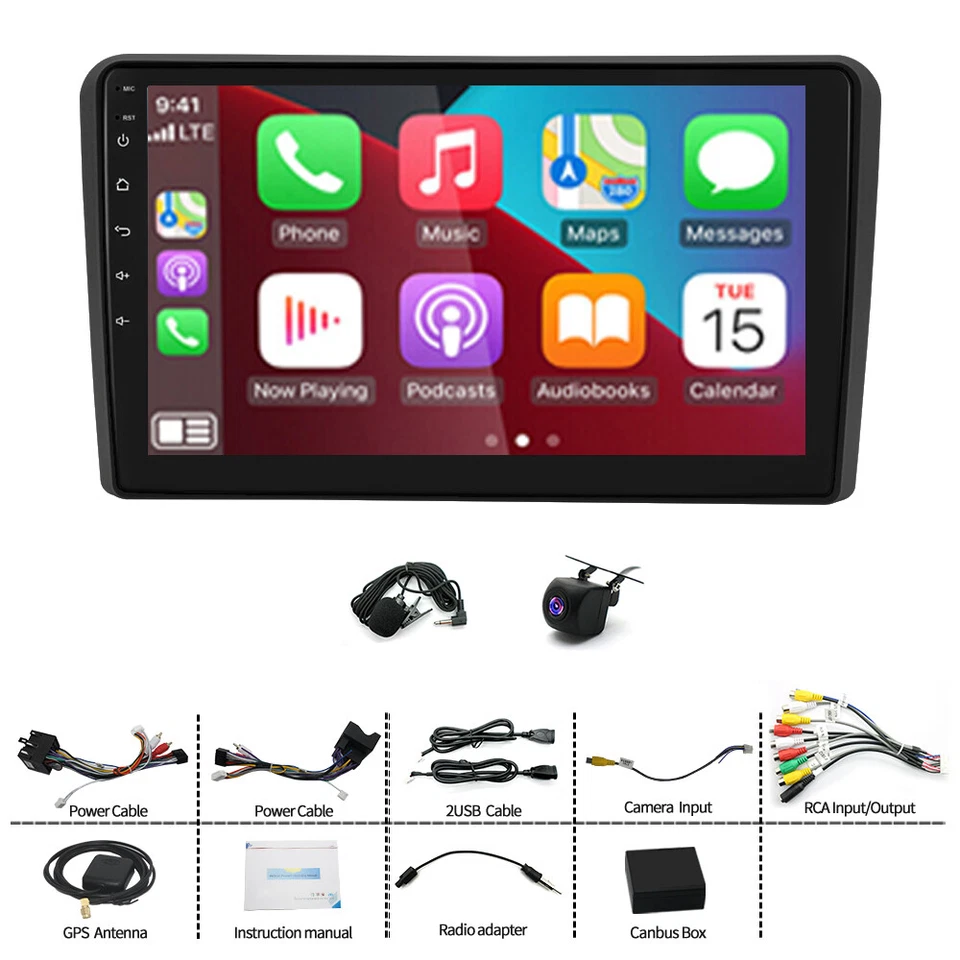4+64G For Audi A3 S3 RS3 Android 13 Car Stereo Radio Head Unit GPS Navi BT WiFi - image 4 of 4