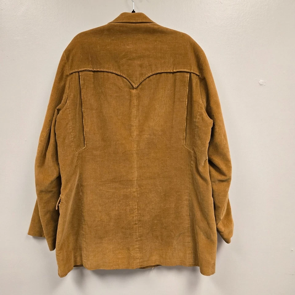 Vintage Pioneer Wear Men's 46 L Brown Camel Corduroy Western Blazer Jacket Sport - Image 2 of 4