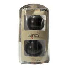 Kirsch Finials Curtain Rod End Pieces Round  Black  Fits 1 3/8" Pole New