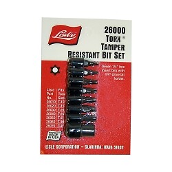 LISLE 26000 8 Piece 1/4'' Drive Tamperproof Torx Bit Set with Holder