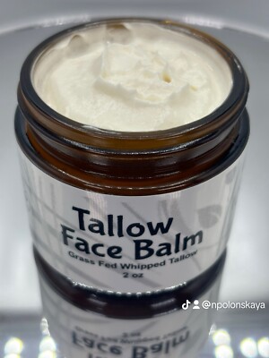 Handmade Whipped 100% Grass Fed Tallow  Face Balm With Hyaluronic Acid