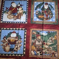 Debbie Mumm Woodland Christmas Cotton Fabric Panel 29" X 44" Cut N Sew 12.5" Sqs