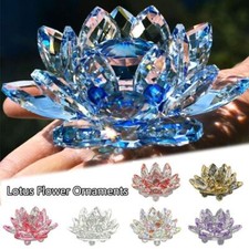 New Crystal Cut Glass Clear Lotus Flower Figurine Home Wedding Decor Gift