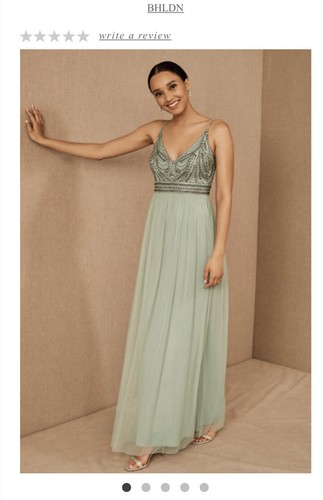 BHLDN Vilette Dress Strappy Beaded Maxi 