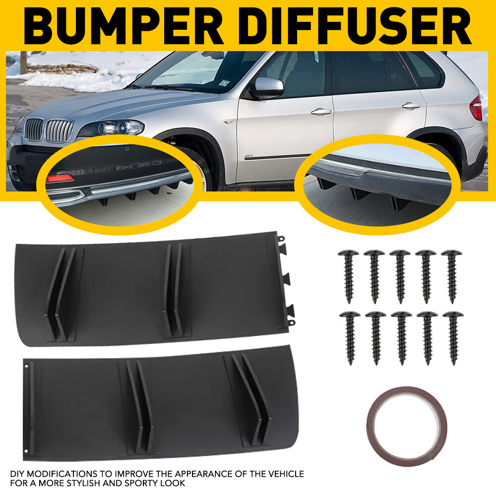 For VW Rear Bumper Lip Spoiler Shark Fin Spoiler Wing Lip Diffuser Matte Black M