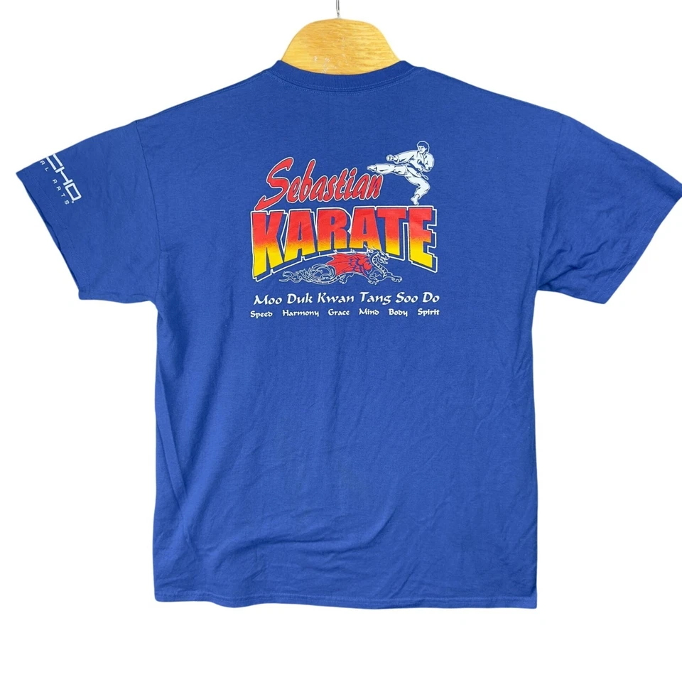 Gildan Karate Dragon T-Shirt Youth L Blue Short Sleeve Cotton Polyester - Image 2 of 4