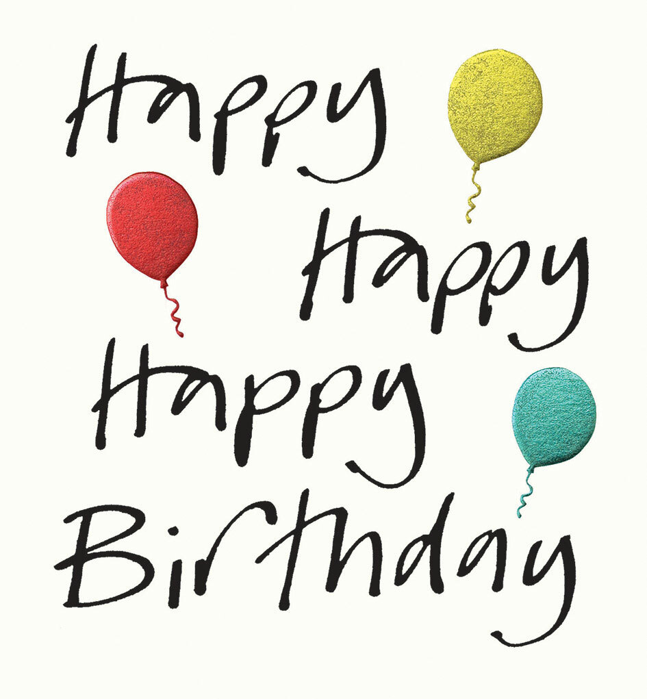 Neon Balloons Happy Birthday Card – Calligraphy and Icons by Anna Smith