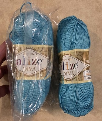 2 Alize Diva Silky Effect Yarn Color 376 Turquoise New