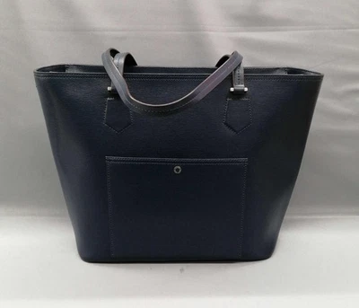 Sac fourre-tout RALPH LAUREN en cuir marine pour femmes, sac à main à une ban... - Photo 1/4
