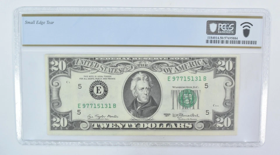 1977 $20 Richmond VA FRN Misalignment Error Fr#2072-E About Unc 50 PCGS *5993 - Image 2 of 3