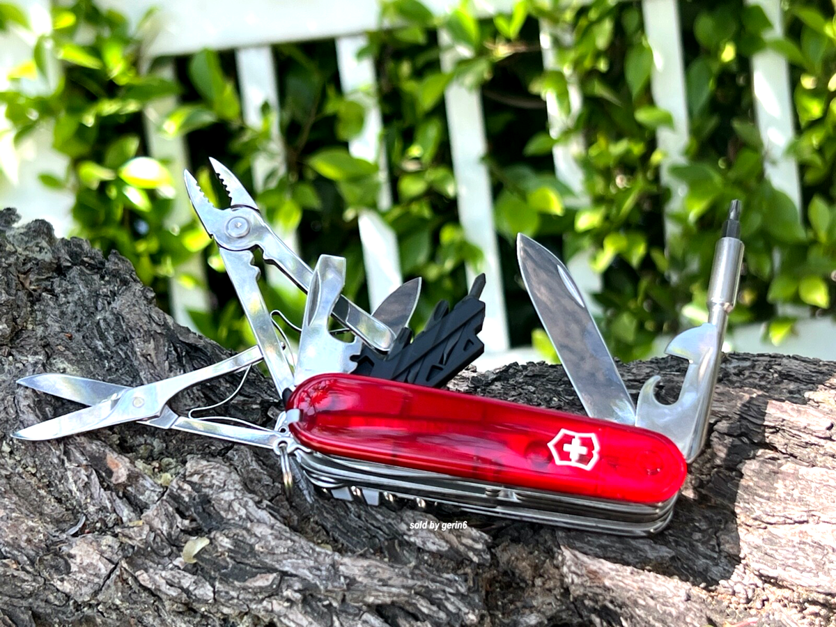 Swiss Army Original Cybertool 34 Translucent Red Knife Victorinox