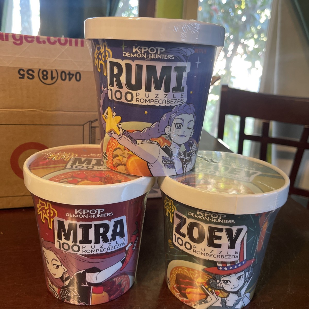 K-POP DEMON HUNTERS RUMI MIRA ZOEY 100PC RAMEN PUZZLES SET OF ALL