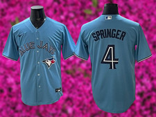 Toronto Blue Jays - George Springer #4 Light Blue Cool Base Stitched