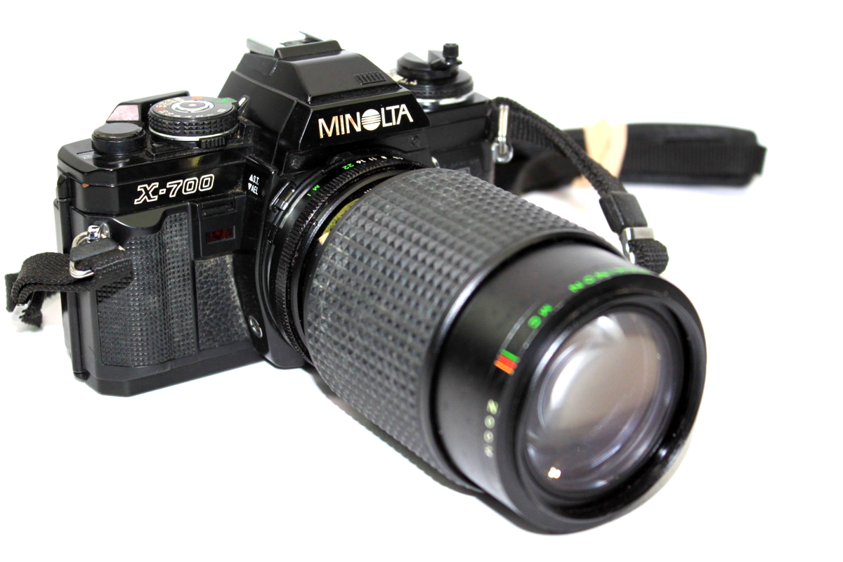 Minolta X-700 MPS 35mm Film Camera W Makinon MC 80-200mm 4.5 Lens