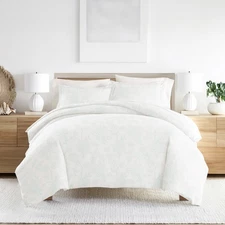 Noble Linens Aqua Vine Pattern 3-Piece Duvet Cover Set, King/Calking