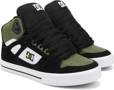 DC SHOES HERREN PURE HIGH TOPS. NEU VERPACKT LEDER HOCH SCHWARZ GRÜN SCHUHE STIEFEL S26