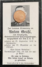 Anton Gra&szlig;l  Ulrichsgr&uuml;n Waldm&uuml;nchen    Sterbebild  19? WK2 WW2  (O5-28-53)