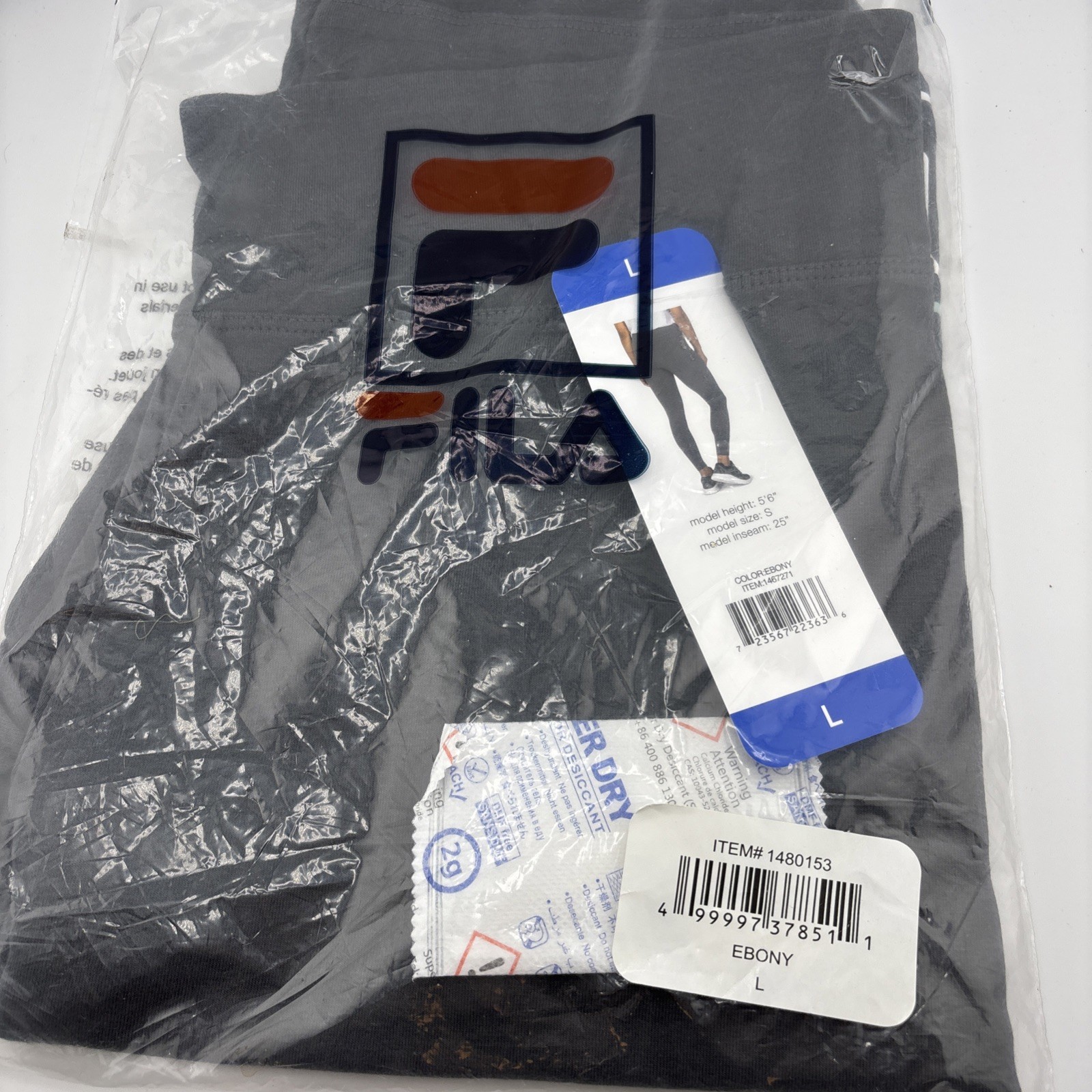 Leggings donna Fila misto cotone vita alta ebano taglia L nuovi con etichetta