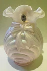 Fenton Caprice Bow Pink Opalescent Iridescent Vase 6 3/4”T Fenton Stamp,Sticker