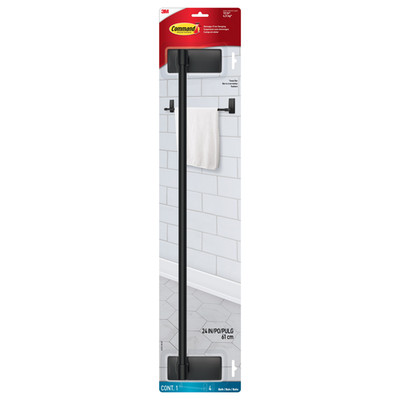 Command Bath Towel Bar [Removable]: 24 in. width (Matte Black) *4 strips